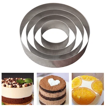 

4pcs Cake Molds Mousse Ring Home Kitchen DIY Decorating Tool Stainless Steel Bottomless Round Baking Wedding Dessert Circle