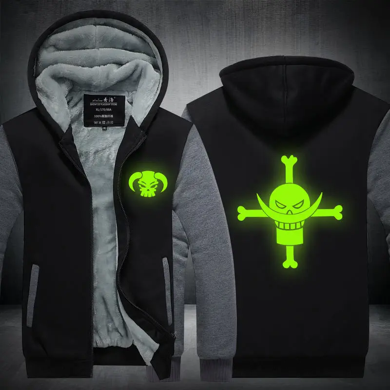 Black and Grey 3 Аниме одна деталь Луффи Эдварда светящаяся молния Толстовка Спортивная толстовка с капюшоном зимний спортивный костюм пальто куртка Косплей Костюм - Цвет: Black and Grey 3