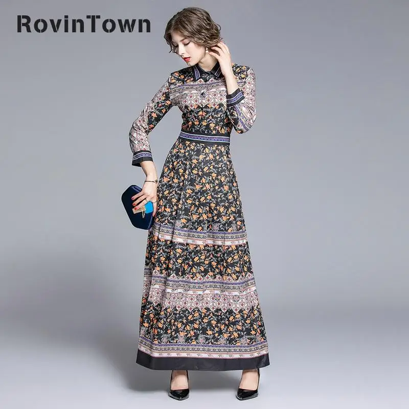 2020 Spring&ampSummer New Dress Women One-Button Vintage Printed Gothic Casual Style Ankle-Lengh Sexy Long Free Shipping | Женская