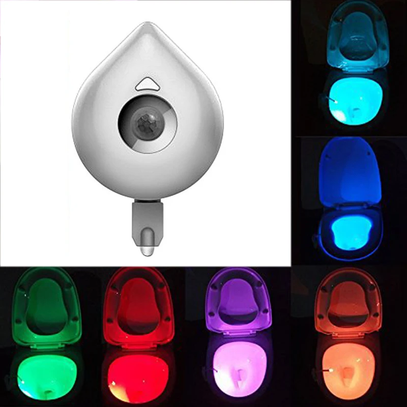 Светодиодный Туалет ночника 8 цветов Smart движения PIR Сенсор LED сиденье для унитаза