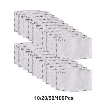 

5 Layers PM2.5 Mask Filter For Anti Dust Mouth Face Masks Disposable 1 Activated Carbon 2 Melt-brown Kids Adult 20/50/100pcs Lot