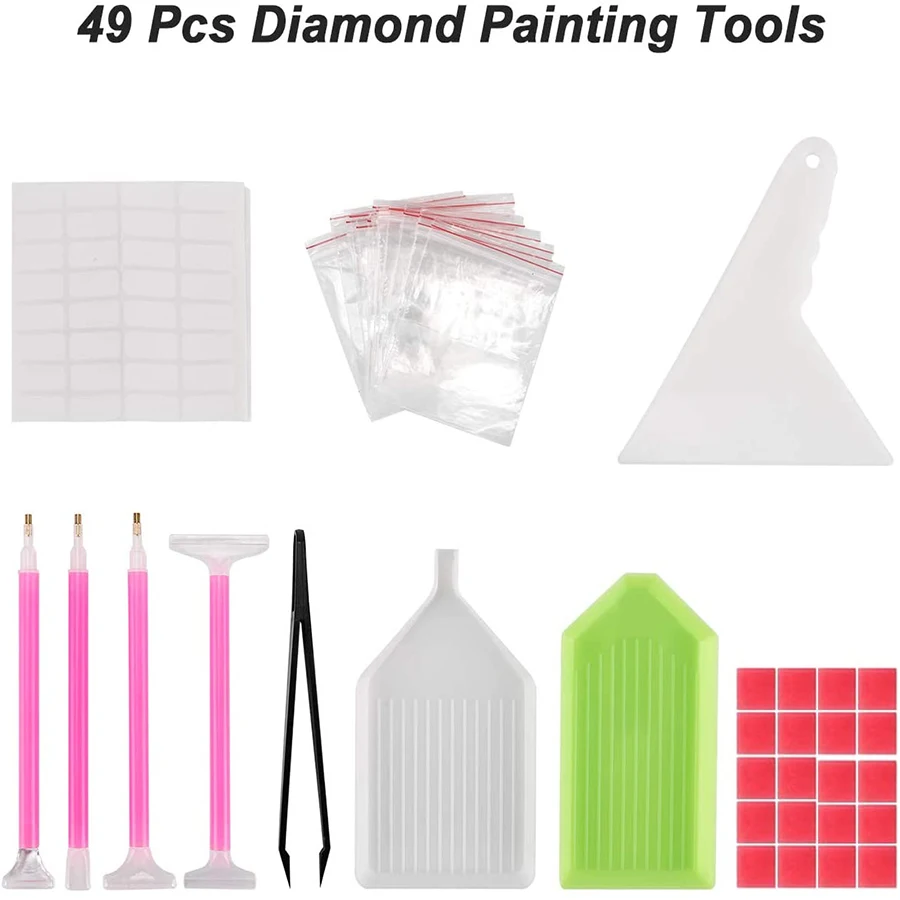 

49 PCS Diamond Painting Tool, Pallet tweezers pen glue,Reusable Tools, Diamond Painting Accessories kit