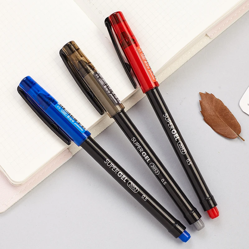 

3pcs Super Gel Pen Ballpoint 0.5mm Black Red Blue Color Ink Pens for Writing Office Signature School Student Teacher Gift F208