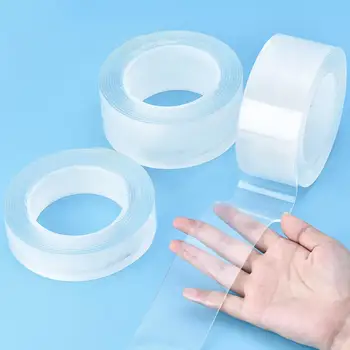 

1 Roll Reusable Transparent Double-sided Tape Can Washable Fixing No Trace Gel Double-sided Tape Car Home DIY