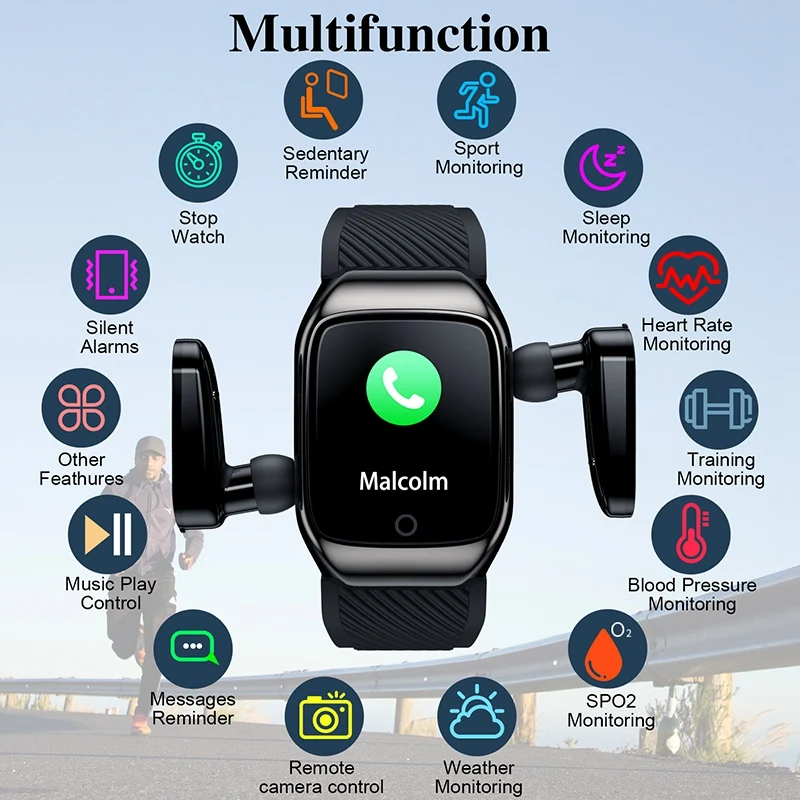S300 Смарт часы монитор сердечного ритма Bluetooth наушники фитнес трекер кровяное