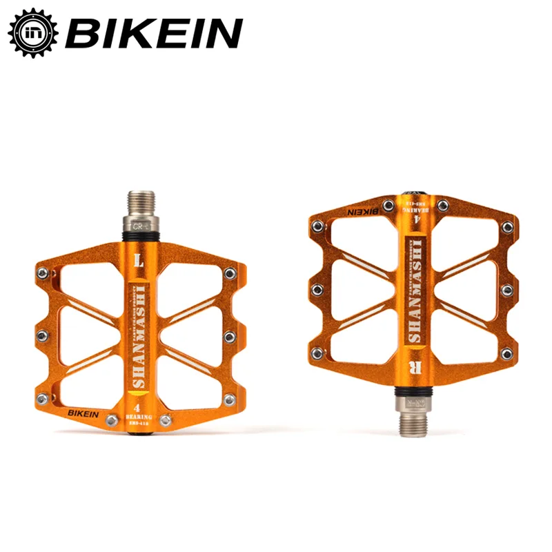 BIKEIN велосипедные педали на платформе для активного отдыха MTB алюминиевые педали с ЧПУ 4 герметичные подшипники BMX педали для горного велосипеда 6 цветов - Цвет: Gold