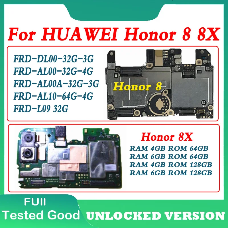 Материнская плата для HUAWEI Honor 8 8X 100% оригинальная материнская с полным чипом EMUI