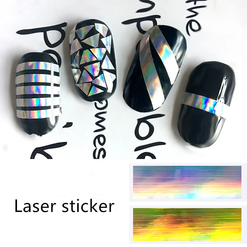 

Nail Sticker Strap Glue Gold and Silver Laser Nail Sticker Colorful Laser Sticker Nail Art Decoration
