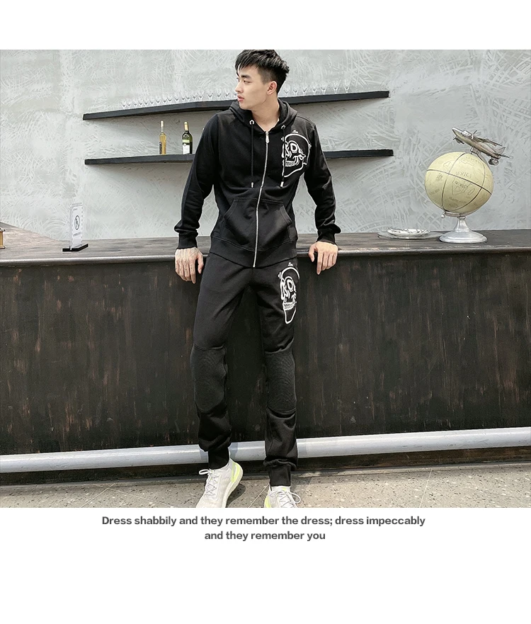 Alex Plein Sweatpants Skulls Embroidery Track Pants Mens Fashion Streetwear Hip Hop  Men Clothing Leisure Wear 100% Cotton 2021 sports trousers for men