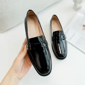 

New Arrival Women Basic Pumps Spring Autumn Genuine Leather Square Heels Shoes Woman Round Toe Brand Design Shallow Pumps