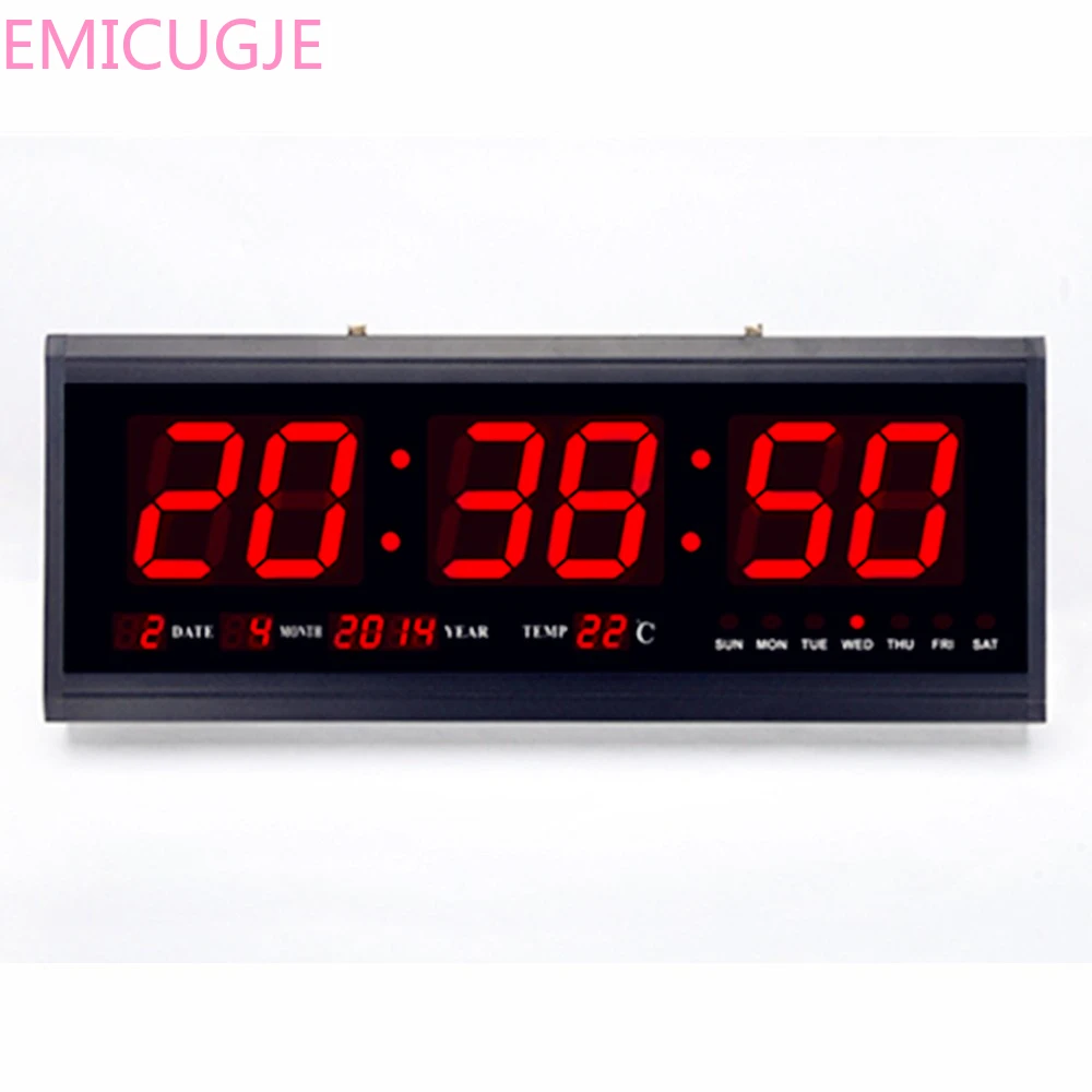 

Thermometer Clock Livingroom Decor LED Hanging Watch 19 Inch Big Digital LED Calendar Wall Clock for Mall/school Home Desktop