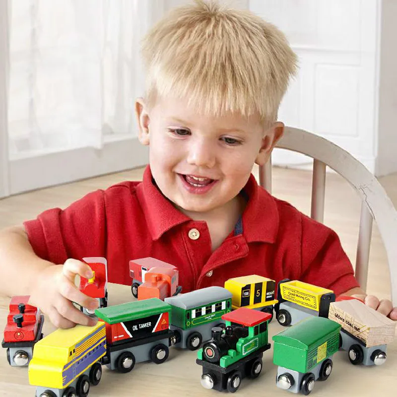 small wooden train set