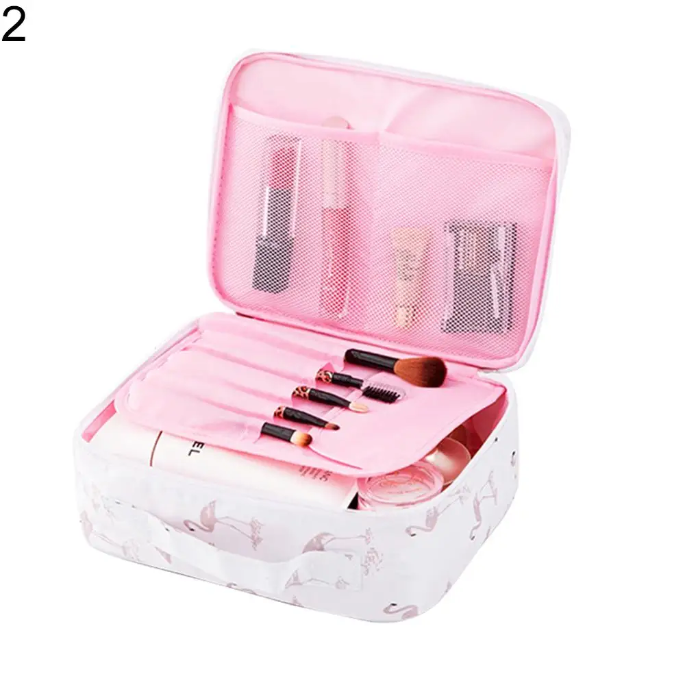 Женская модная портативная косметичка на молнии с фламинго, косметичка для макияжа, пылезащитные косметические, туалетные сумки для хранения - Цвет: 2