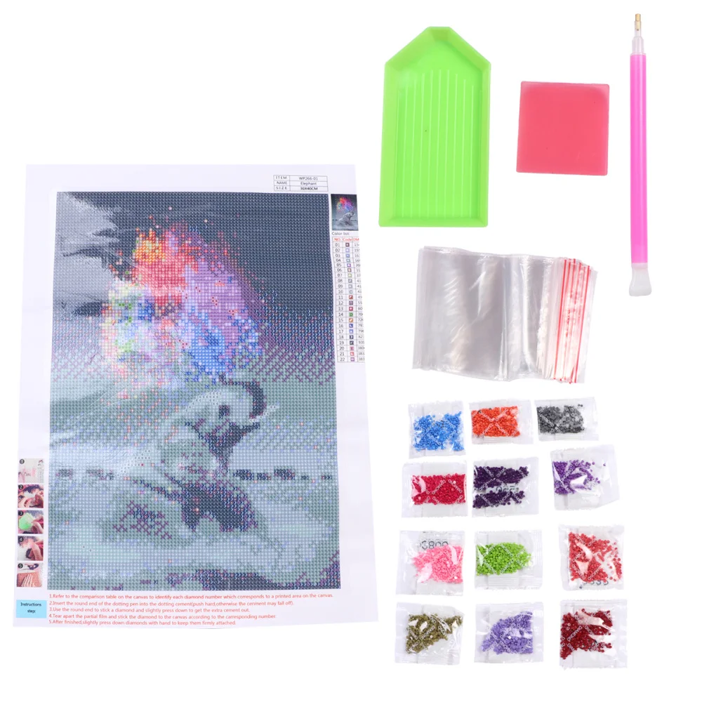 

5D Diamond Painting Round Rhinestone Elephant Diamond Painting for Home (Grey)