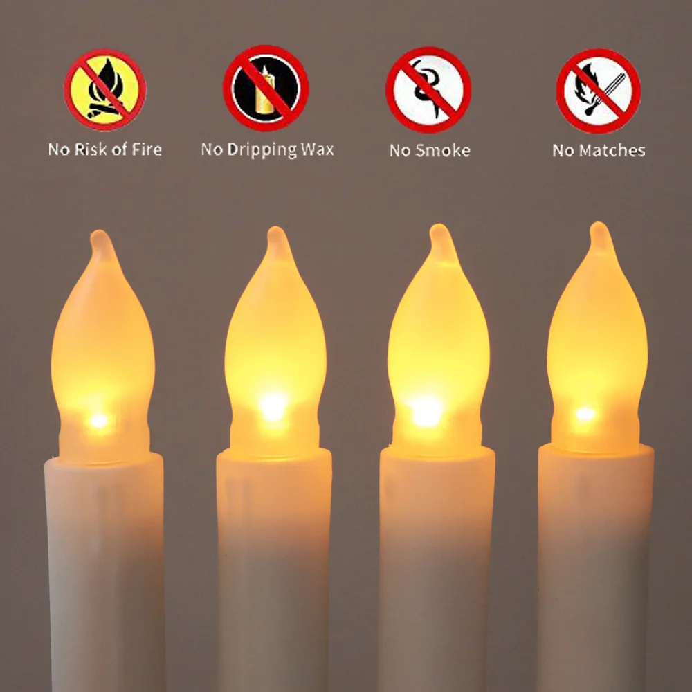 12 шт. желтый светодиодный свечи с конусами, электронные длинные свечи, мерцающие беспламенные Свечи с конусами для свадьбы, дня рождения, украшения дома