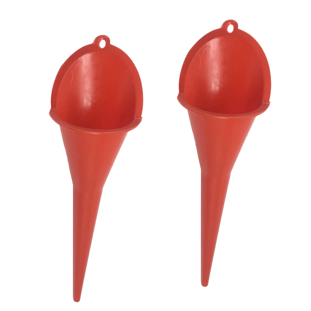 2x Plastic Long Neck Spill Saver Multipurpose Car Fuel/Gas/Oil/Water Funnels