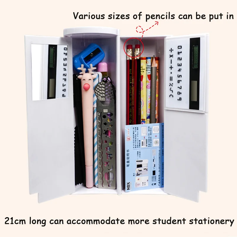 NBX Long style pencil cases box with calculator Suitable for use in boys Useful Anti-fall health With small mirror pen box Gifts