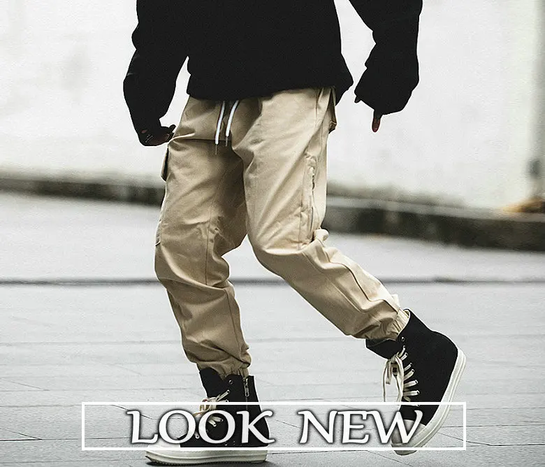 Уличная мода бегунов мужские повседневные хлопковые мужские брюки карго однотонные с боковыми карманами мужские брюки