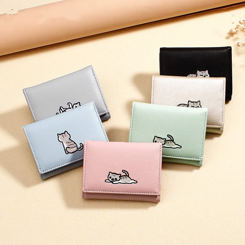 

New ladies wallet simple coin purse cute cat short wallet fashion womens wallets and purses