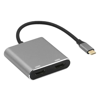 

USB C to Dual HDMI Adapter 4K 4 in 1 Type C to Dual HDMI USB 3.0 Port for MAC OS Windows Android Linux USB C Device