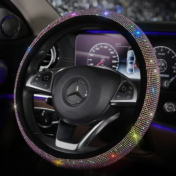 

Luxury Crystal Rhinestone Car Steering Wheel Covers Women Diamante Car Covered Steering-Wheel Accessories Girls