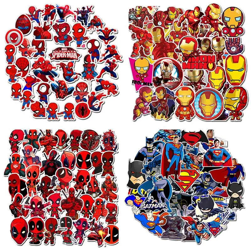 

DC/Marvel superhero stickers Spiderman Iron Man Deadpool batman superman stickers for kids for lugggae laptop vinly stickers