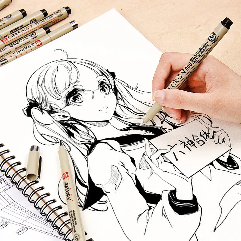 Pigment Liner Pigma Pen Micron Needle Marker Pen 0.05 0.1 0.2 0.3 0.4 0.5 0.8 Brush Different Tip Black Fineliner Sketching pen marker permanent marker pen permanent marker paint marker pen markers pen marker pens marker pen art marker pens art markers sketching markers paint marker pens