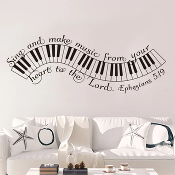 

Ephesians 5:19 Sing and make music from your heart Piano Wall Sticker Bedroom the Lord Bible Verser Music Piano Wall Decal