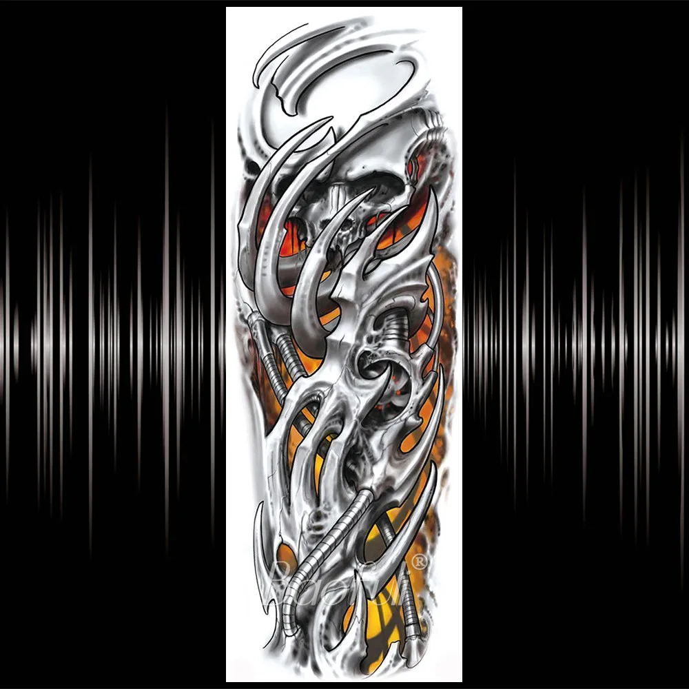 Крутая металлическая полная машина рука робота временная татуировка наклейка для мужчин и женщин 3D Механическая сглаза тату боди-арт поддельные татуировки бумага - Цвет: BTQB117