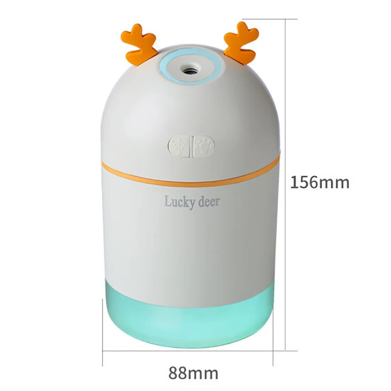 Lucky Deer 3 в 1 USB мини увлажнитель воздуха 400 мл Автомобильный увлажнитель воздуха с небольшим вентилятором светодиодный фонарь