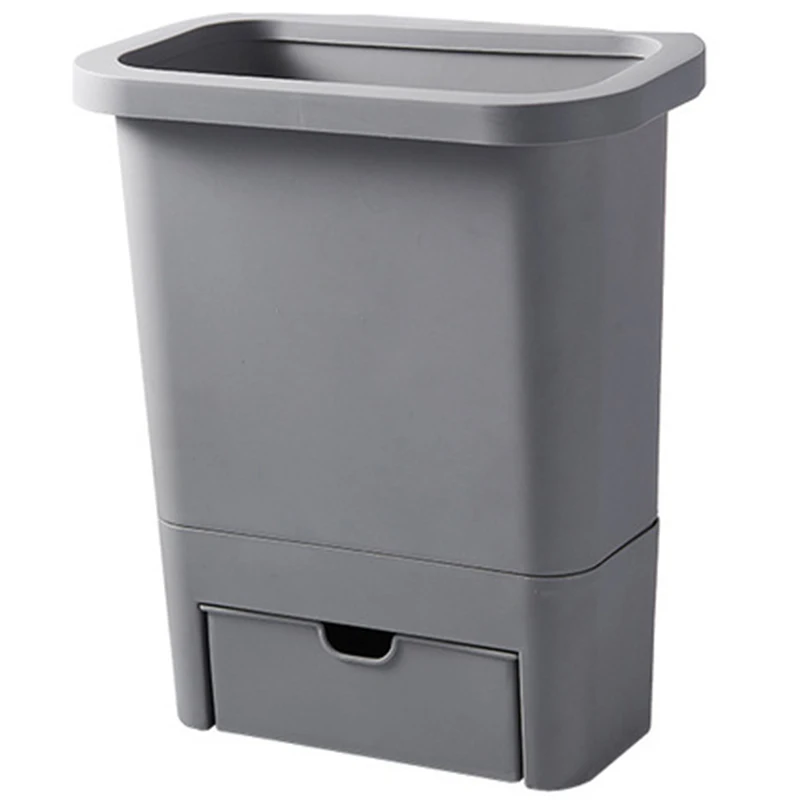 12л кухонный мусорный бак для двери шкафа мусорное ведро пластиковое мусорное ведро с мешком для мусора ящик для хранения кухонный компост Caddy - Цвет: Gray