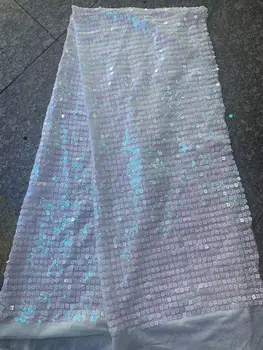 

HOT French Nigerian sequins net lace,African tulle mesh lace fabric high quality for party wedding dress 5yards/lot YYZ78932