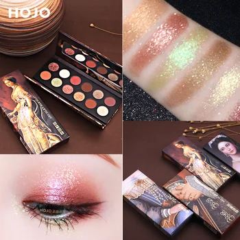 

HOJO 12 Color Aristocratic Painting Eye Shadow Palette Glitter Shimmer Matte Eyeshadow Waterproof Pigmented Beauty Nude Makeup