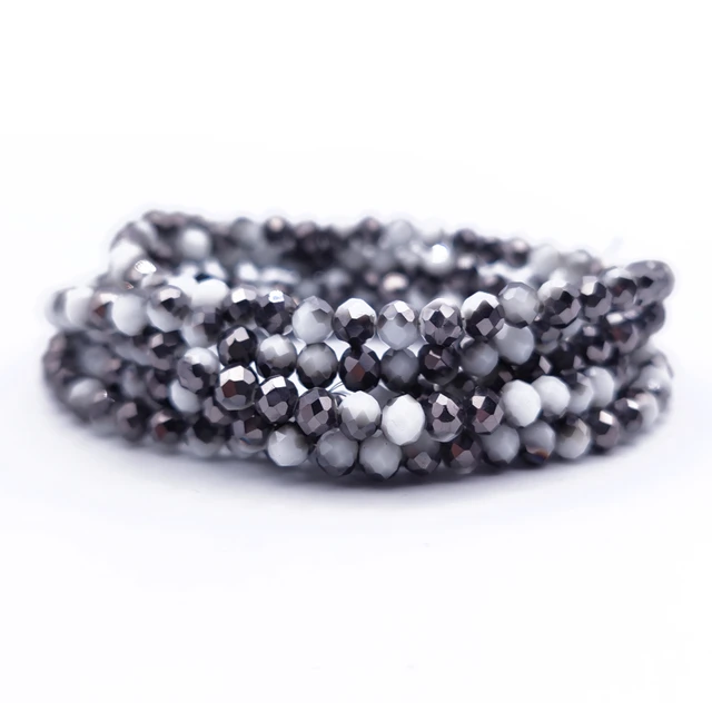 Glass Beads Round Faceted Black 8mm