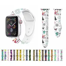 Christmas Sport band for Apple Watch series 5 4 3 2Graffiti painting Silicone strap for iWatch colorful adapter flamingo leopard