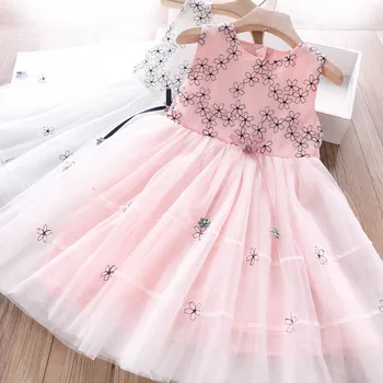 

2020 Summer Girls Embroidered Bow Vest Dress Children's Clothing Wholesale