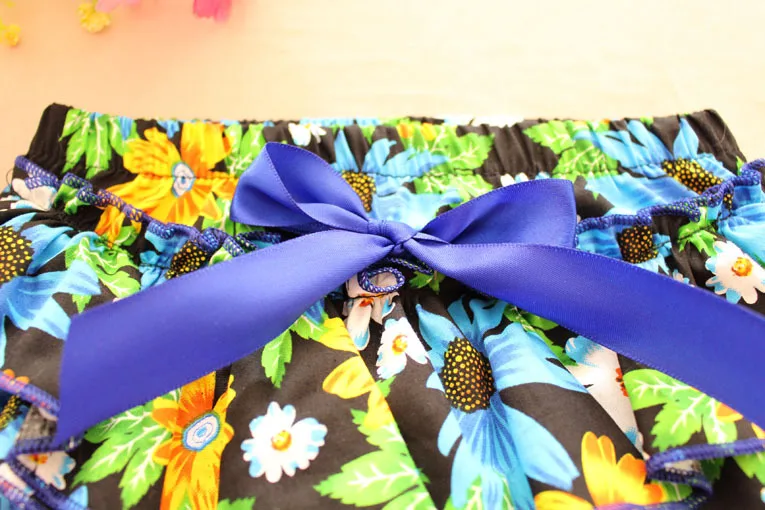 New Style Diaper Pants Baby Pure Cotton Printed Harem Pants Children Lace Bloomer Purplish Blue Chrysanthemum