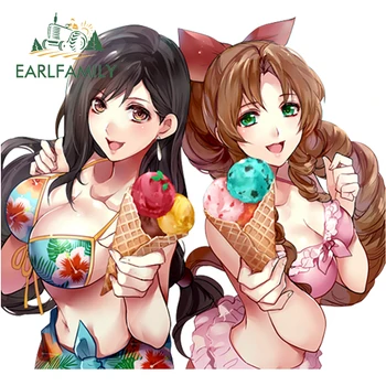 

EARLFAMILY Anime Vinyl Decal Tifa Lockhart, Aeris Gainsborough Car Bumper Windows Sticker Car Door Protector Bumper Stickers