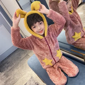 

Boys Pajamas Winter Children Warm Flannel Sleepwear Girls Kids Pijamas Homewear Boys Pyjama Home Service Winter Suit 8 10 14 Yrs