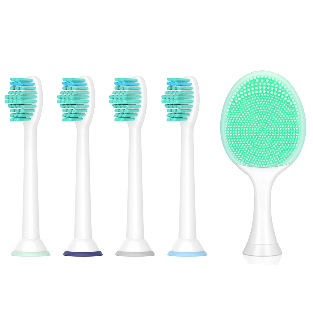 

1pc Facial Cleansing Brush Head and 4pcs toothbrush heads For FlexCare Diamond Clean/FlexCare Platinum/Power Up