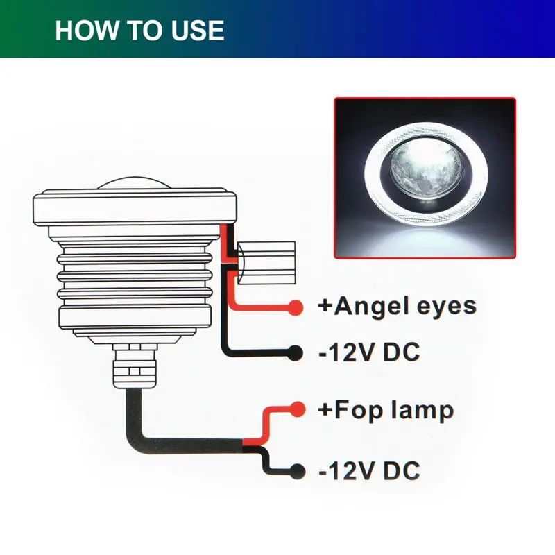 2,5 дюйма 64 мм Автомобильный внедорожник Белый светодиодный COB Halo Angel Eye Ring противотуманный светильник Лампа для проектора