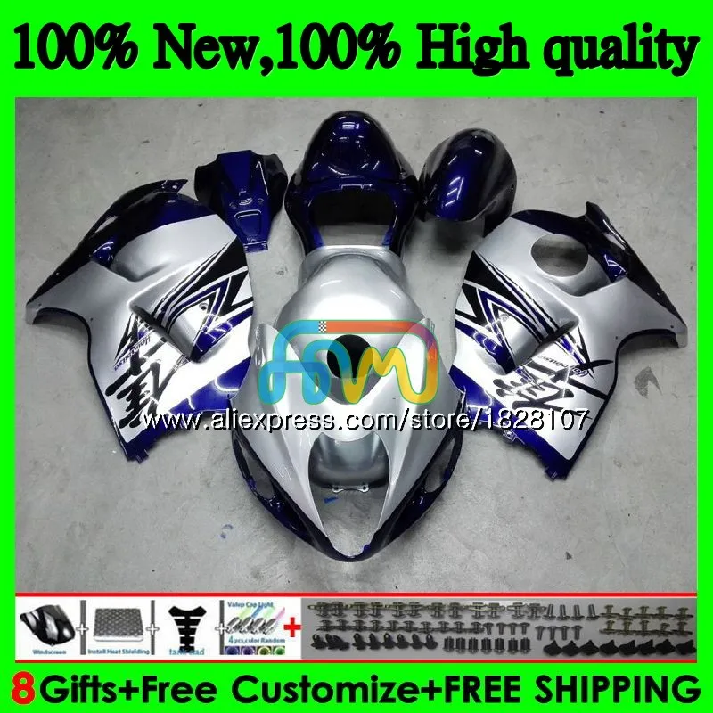 GSXR-1300 для SUZUKI серебристый синий Hayabusa GSXR1300 96 02 03 04 05 06 07 49BS. 32 GSXR 1300 2002 2003 2004 2005 2006 2007 обтекатель