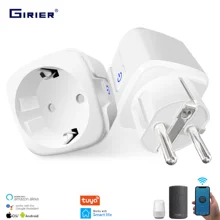 Enchufe inteligente con wifi y monitor de potencia, enchufe inalámbrico en casa compatible con la aplicación Alexa, Google home y Tuya, adecuado con tomacorriente europeo, corriente máxima de 16A