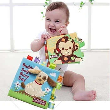 Baby Cloth Books Soft Cartoon Animal Puzzle Toy Children Early Education Toys Three Dimensional Bed Hanging Rattles 1