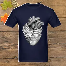 Простой стиль футболка новый дизайн 100% хлопок Сердце веревка Круглый вырез мужские Топы И Футболки Короткий рукав персонализированные