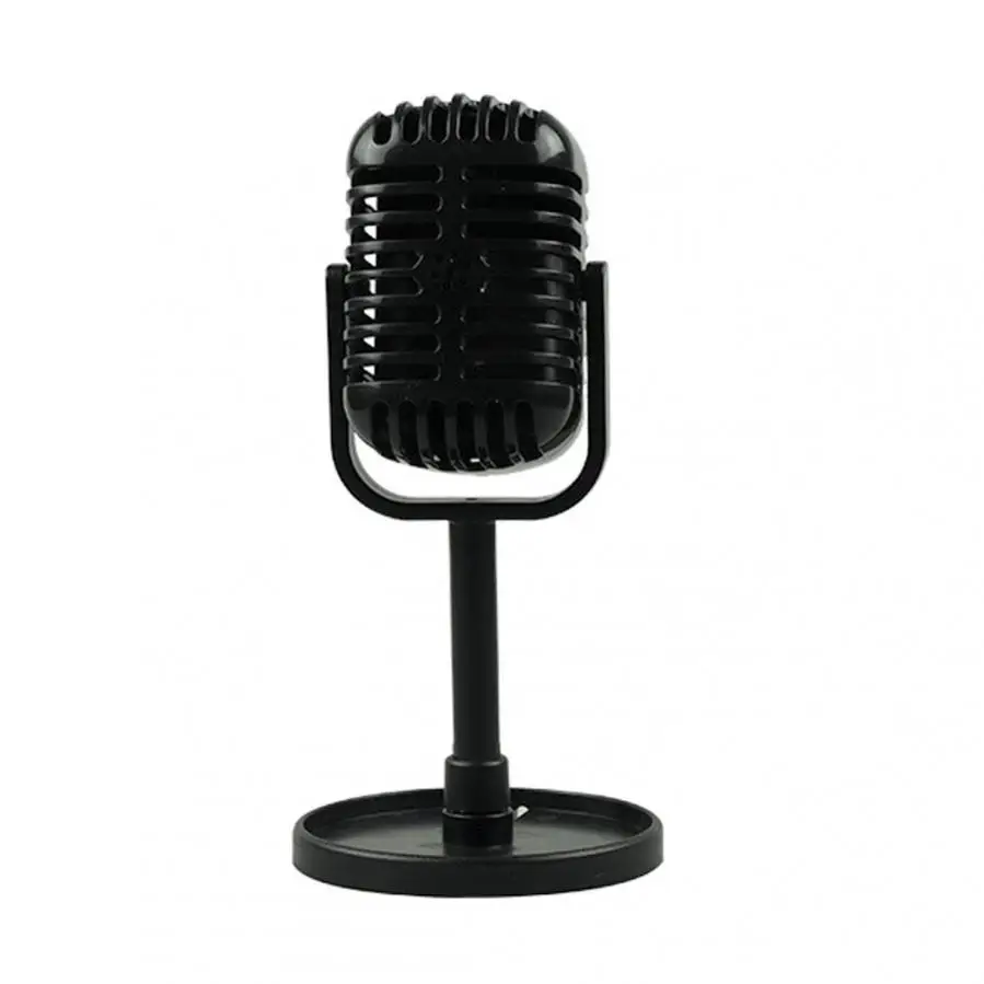 Simulation Classic Retro Dynamic Vocal Microphone Model Mic Universal Stand Prop for Live Performance Studio Record 