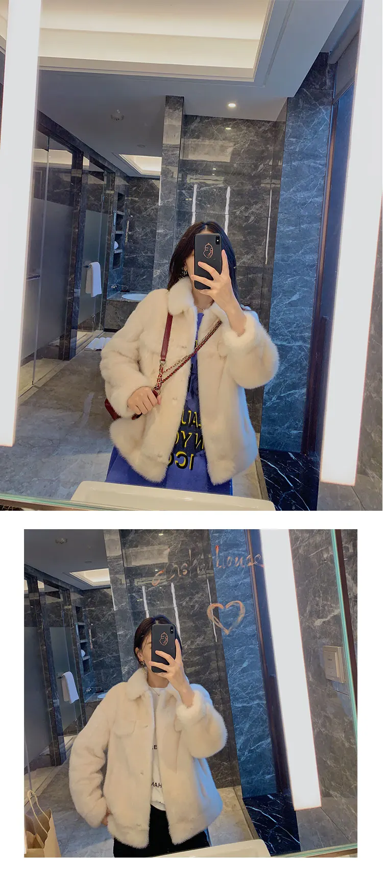 new short section of female mink fur coat fashion 1009