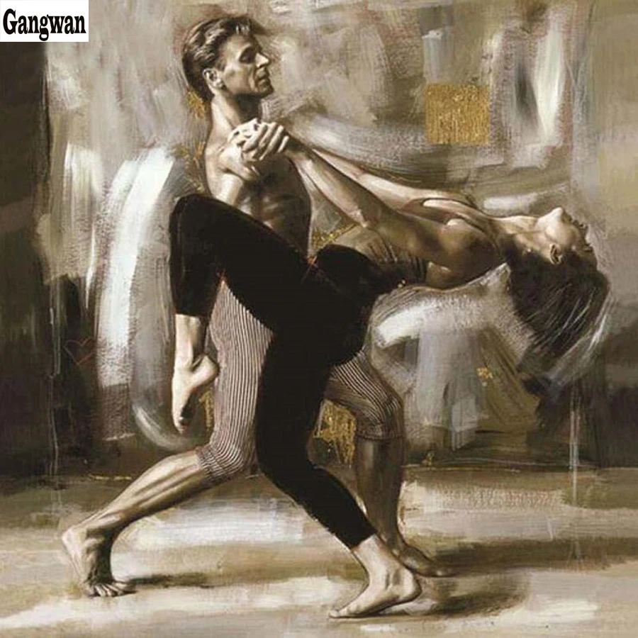 Черно-белое искусство 5D алмазная картина танго танец пара Вышивка Полный дисплей картины горный хрусталь мозаика романтическое украшение