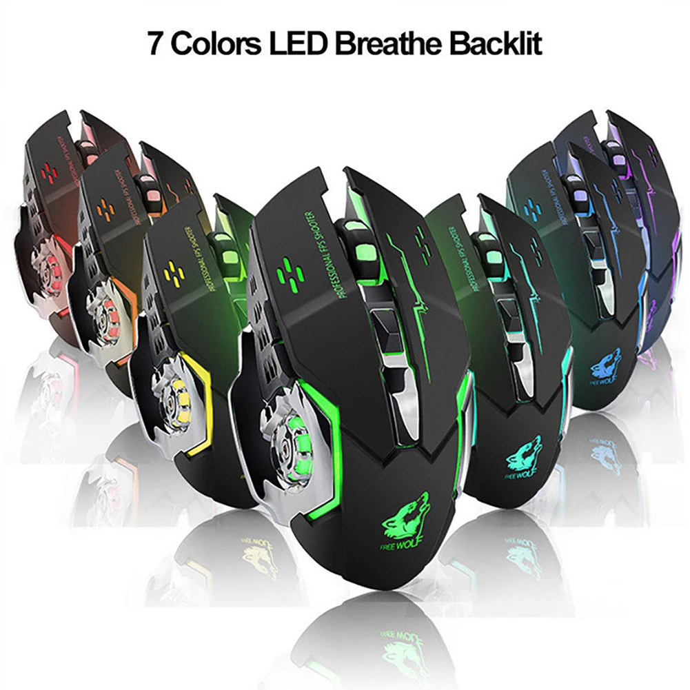 Free Wolf X8 Silent 2.4GHz 2400DPI 6 Keys Wireless Optical Mouse USB Receiver Computer Mouse Notebook Game Mice for Gamer Home