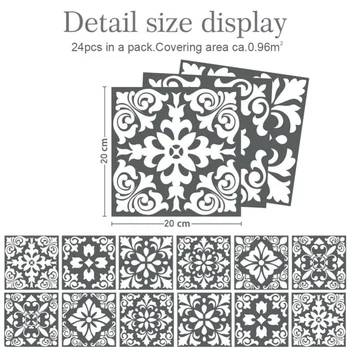 

24pcs Mosaic Tile Stickers Self-adhesive Waterproof Moroccan Mosaic Wall Decals PVC Floor Stickers